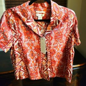 Rachel Zoe button up crop top